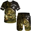 Men's Outdoor Fishing Print Shorts 2Pcs Sets Vintage 3D Print Two Piece Suit O-neck T shirt Fashion Male Sweatshirt  Clothes 4