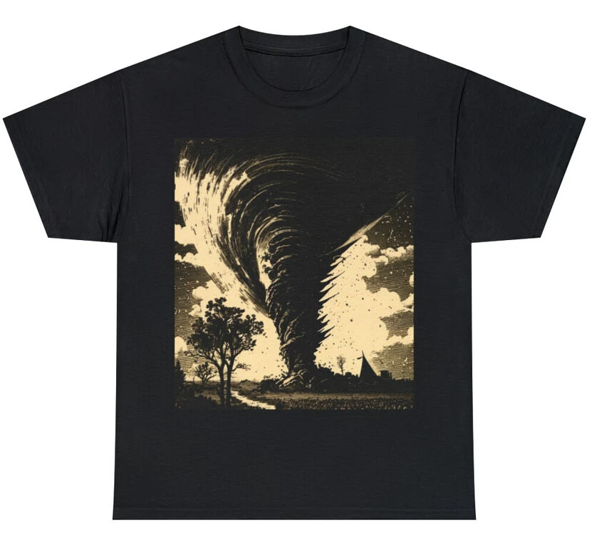 Camiseta de alta calidad 100% de algodón, camisa con estampado de Tornado Twister, Madre Naturaleza, Retro, Anime, Vintage