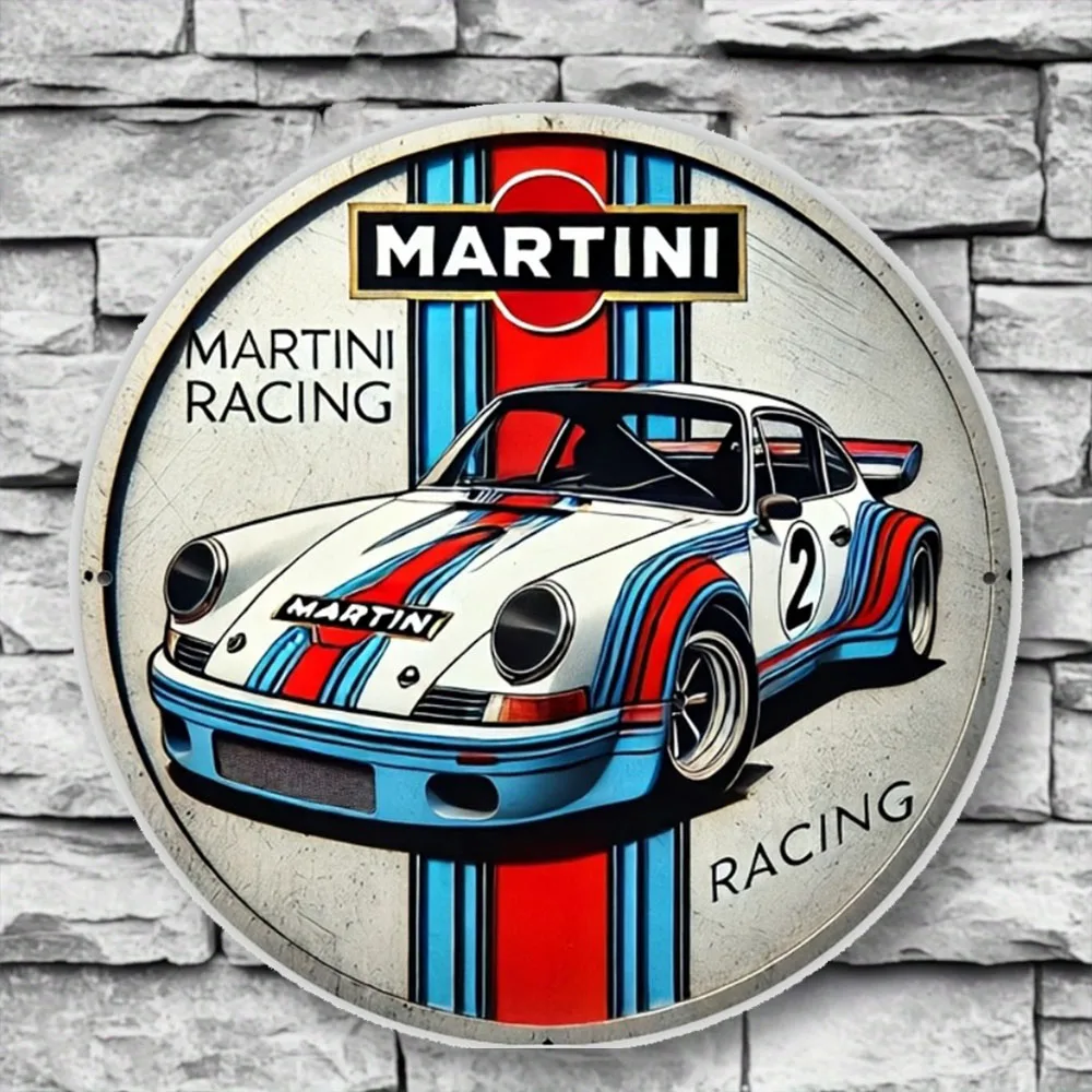 Martini Racing Metal Sign - Stylish Foil Engraved Wall Art for Home Decor Enthusiasts