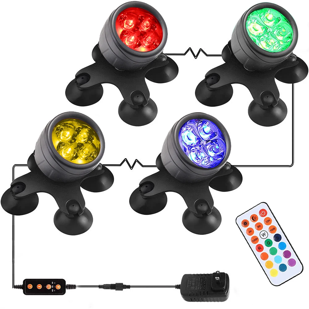 

RGB подводная лампа для водоотталкивающего бассейна, IP68, 12 В постоянного тока, аквариумный прожектор для садовых фонтанов, ландшафта пруда