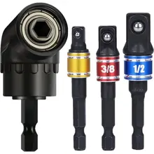 

3Pcs 1/4 3/8 1/2" Impact Grade Driver Socket Adapter Extension Drill Bit Set 105 Degree Right Angle Screwdriver Drill Hex Bit