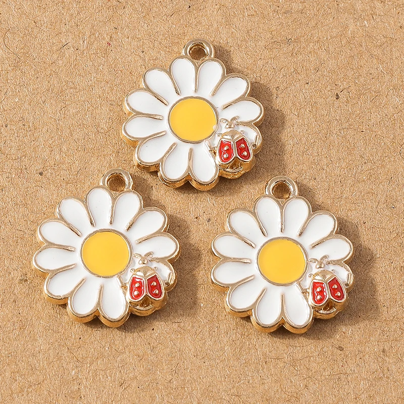 10 stücke niedlichen Emaille Rose Blume Charme Anhänger für Halskette Ohrringe DIY Armband handgemachte Schmuck Zubehör liefert – Detail 15