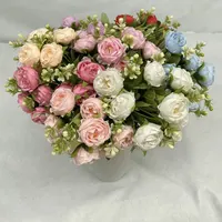 5 Forks And 10 Heads Simulated Peony 31cm Rose Pink Silk Bouquet Peony Artificial Flower DIY Wedding Home Decoration - Image 4