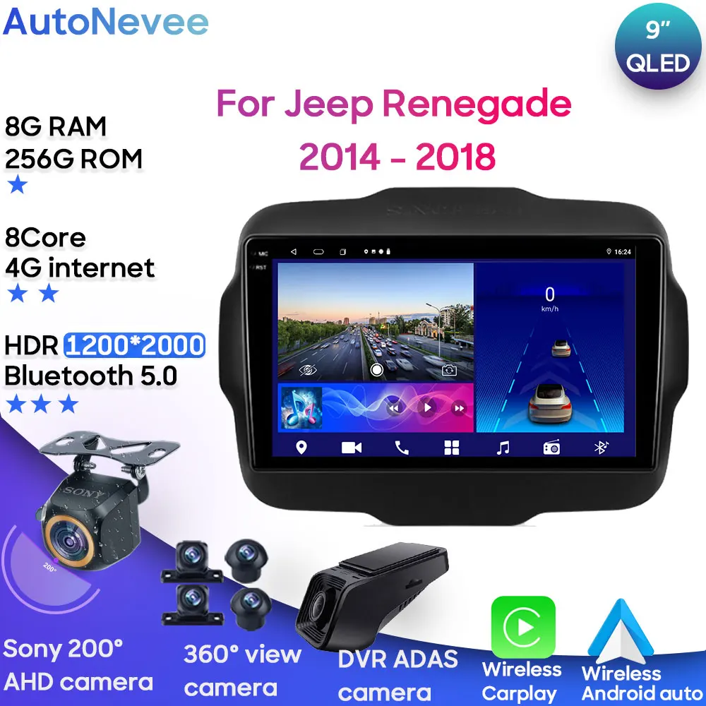 

Автомобильный мультимедийный плеер для Jeep Renegade, стерео-проигрыватель на Android, с процессором, QLED-экраном, GPS-навигацией, Wi-Fi, HDR, типоразмер 2DIN, для Jeep Renegade 2014 - 2018