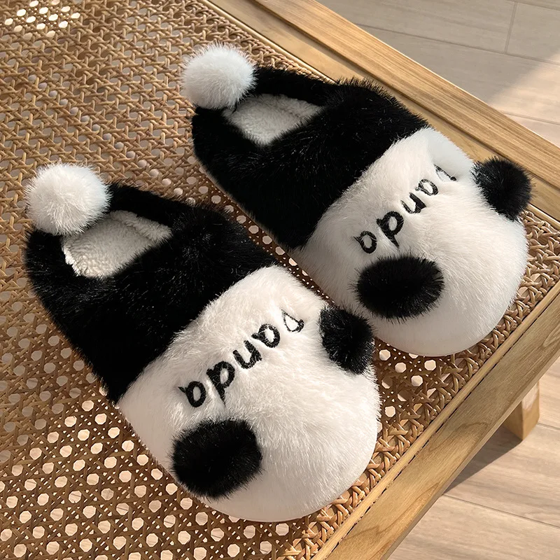 

MHYTY панда цветные хлопковые тапочки женские Мультяшные милые хлопковые туфли шерстяные тапочки мужские домашние теплые хлопковые туфли