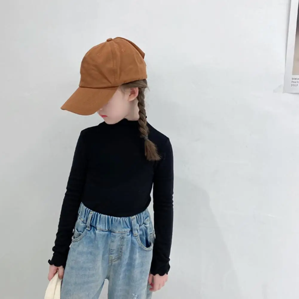 Kids Warm Winter Clothing Cozy Flounce Half-high Collar Girls Sweatshirt for Toddlers 3-8 Years Old Soft Slim Fit Long Sleeves