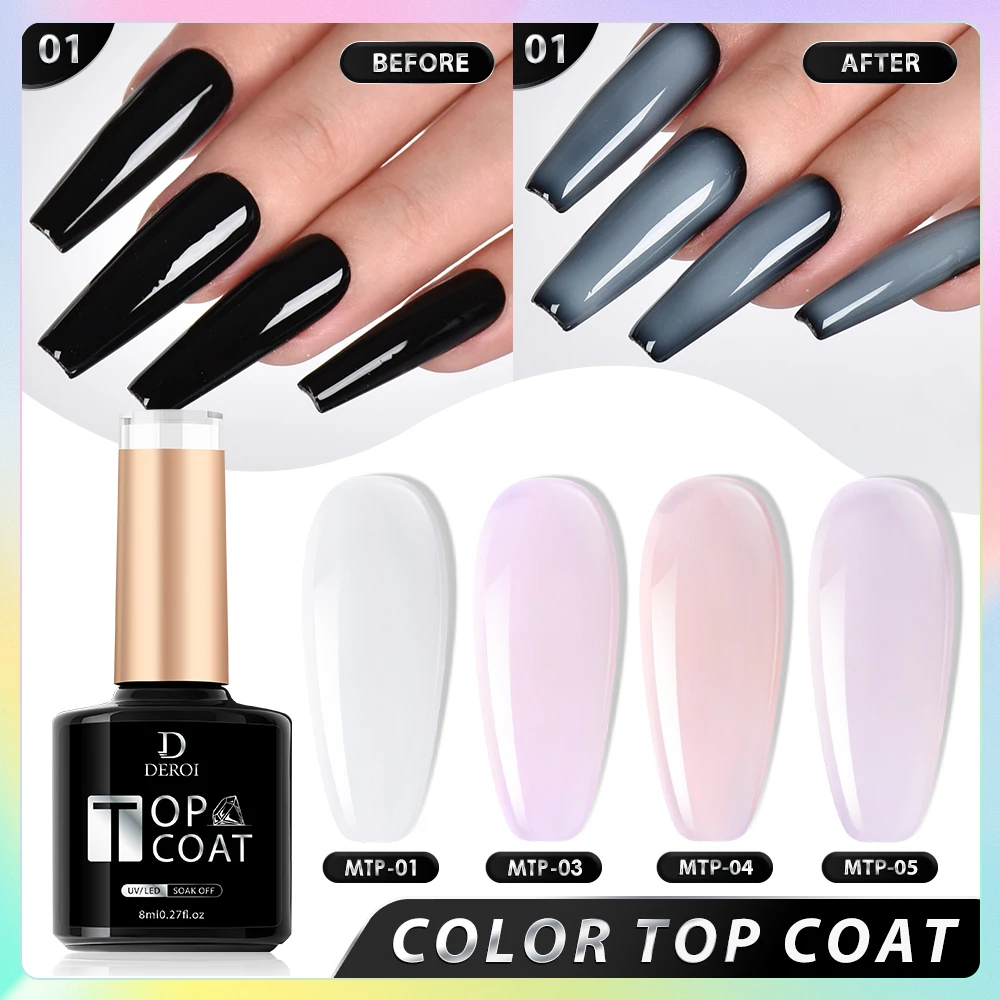 CNails No Wipe Gel Top Coat Glitter Solid Topcoat Matte Nude Top Coat Auroral Varnish Soak Off Flake UV Gel Polish Nail Art 8ml 2