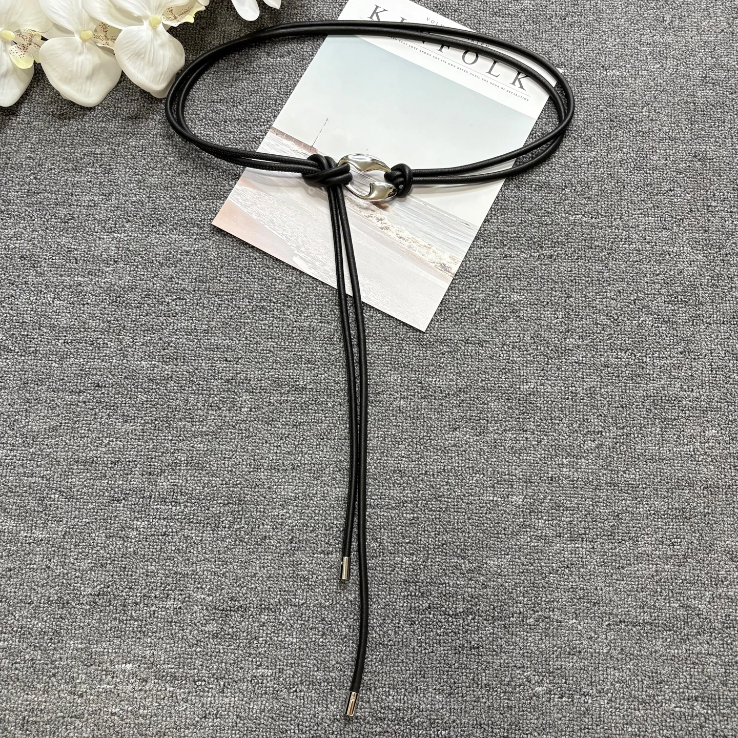 Women's Sheepskin Waist Belt with Gold and Silver Buckle