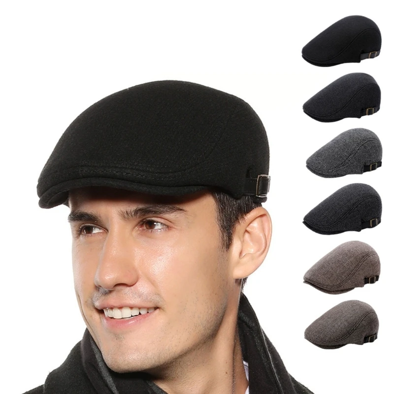 

Adjustable Newsboy Hats for Men Flat Cap Mens Irish Cabbie Gatsby Tweed Ivy Driving Hunting Hat Soft Warm Wool Blends