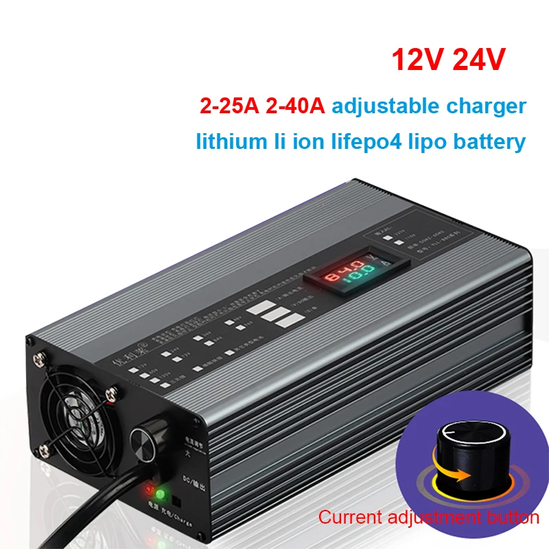 

12v 40A 24V 30A 20A Adjustable Charger 14.6V 20A 12.6V 40A 16.8V 29.2V 29.4V 25.2V Lithium Battery Charger Lifepo4 LTO Battery