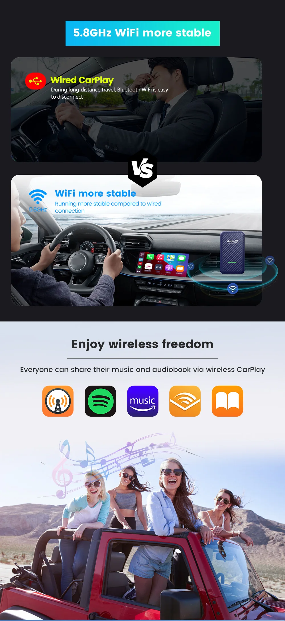 Car Ring Kit 4.0 Apple CarPlay Wireless Dongle Activator For Audi