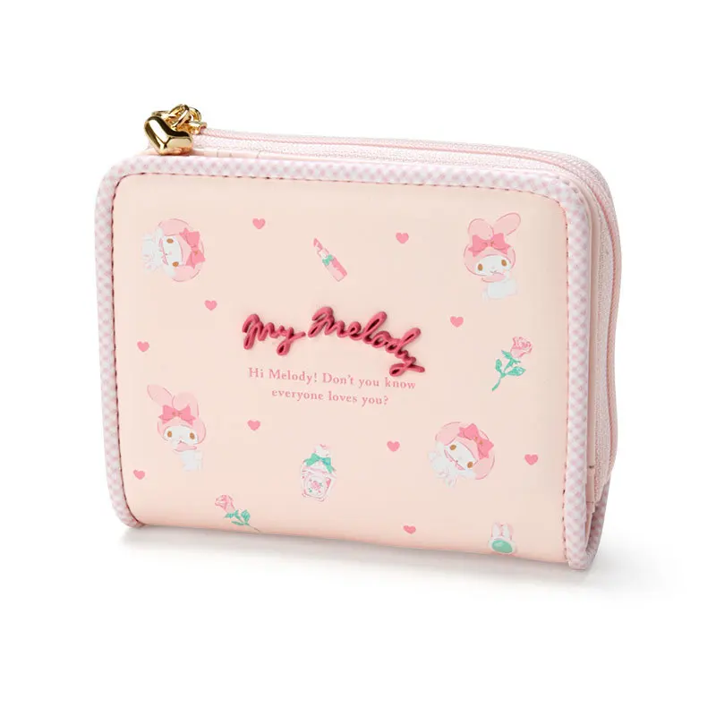 Plush Coin Purse Sanrio Cartoon Hello Kitty My Melody Kuromi Kawaii Pu Wallet Zipper Folding Card Bag Female Student