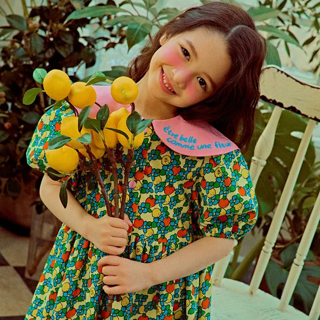 Ropa coreana para niños y niñas, camisetas, pantalones cortos, de princesa de manga corta con flores verdes, ropa para niños 2023 _ - AliExpress Mobile