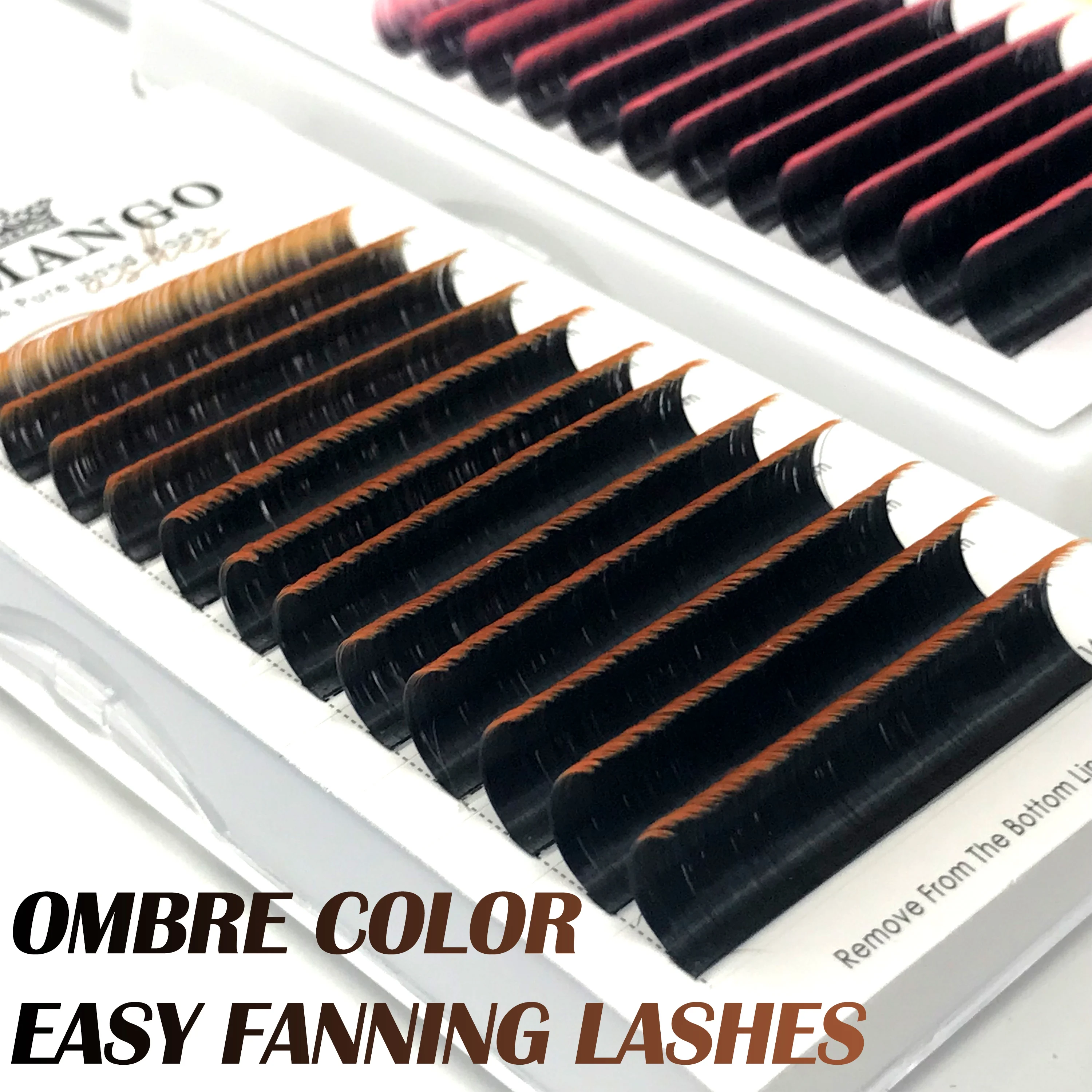 

Gradient Easy Fans Russian Volume Lashes Extension Natural Silk Mink Rapid Blooming Ombre Color Lashes Custom Wholesale
