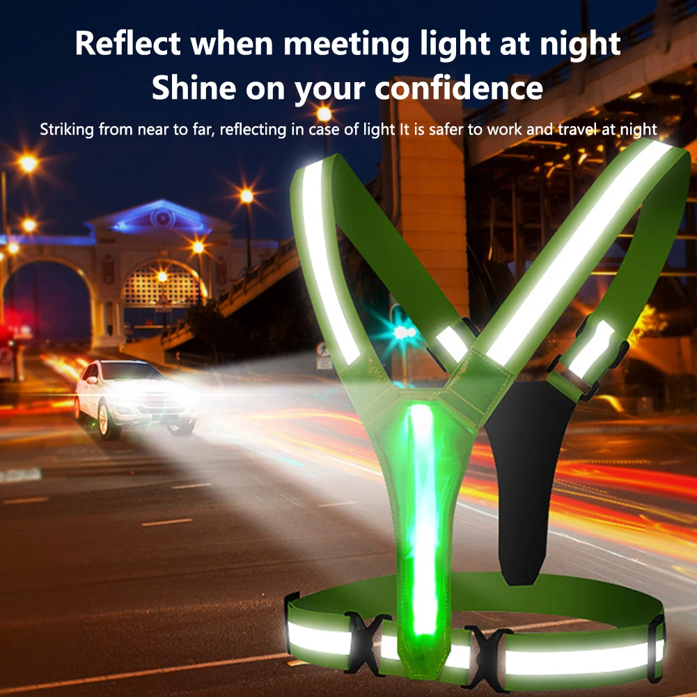 LED reflektierende Weste verstellbare wiederauf ladbare gut sichtbare Outdoor-Nacht lauf Reiten Gehen leuchten Weste