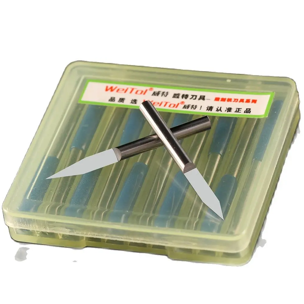 

Weitol free shipping N 10pcs/lot 3.175mm Flat Bottom Engraving Bits PCB carbide carving cutter V Cutting Knife CNC router bits