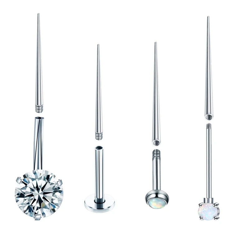 Stainless Steel Perforation Auxiliary Guide Rod Internal and External Thread Rod Puncture Tattoo Belly Button Nail Rod