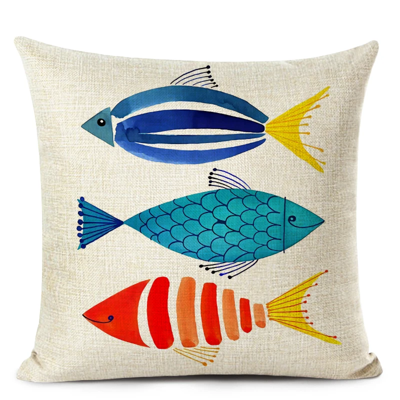 Ocean Sea Conch Retro Style Cushions Cover High Quality Decorative Pillows For Sofa Bed Car Home Woven Linen Throw Pillow Case