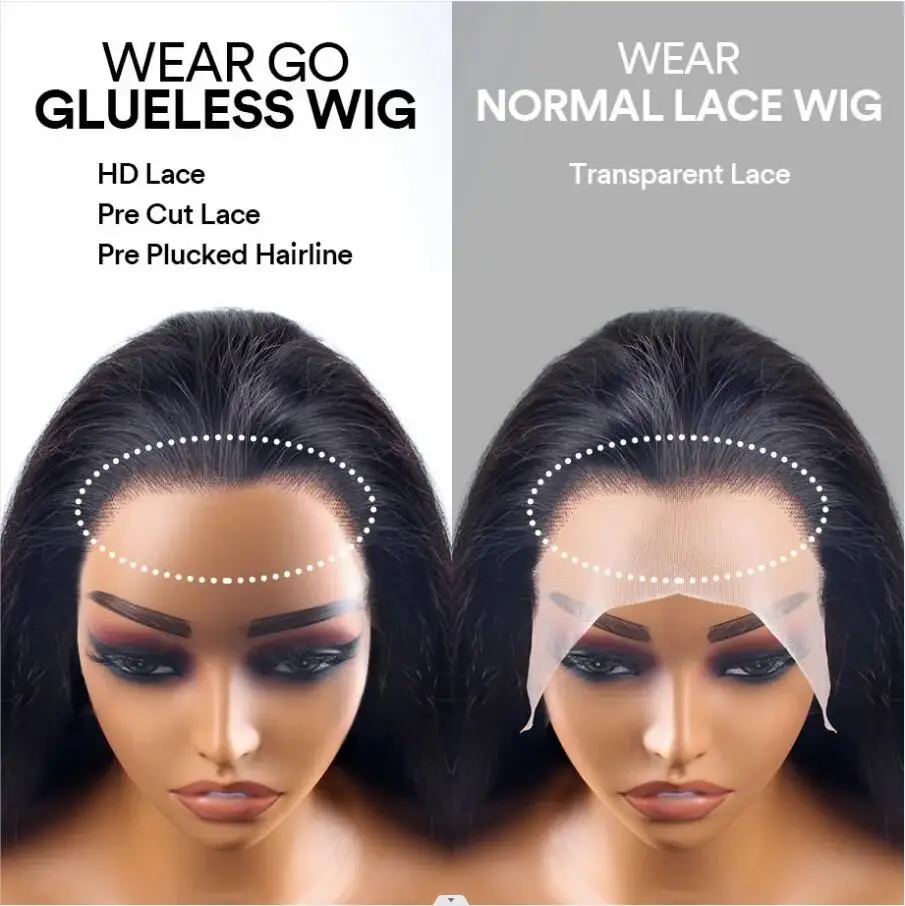 Wear and Go Glueless Wig Pre Cut Lace for Beginners Wigs 5x5 HD Lace Closure Wig 180% Straight Lace Front Wigs Human Hair