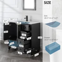 36" Bathroom Vanity Sink Combo Vintage Style with Painted Solid Wood Construction Undermount Ceramic Sink W/Matte Faucet Drain 2