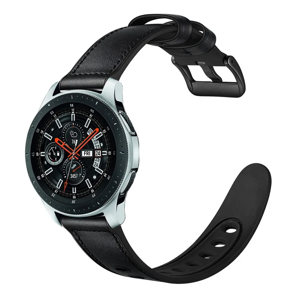 Leather Silicone Strap For Samsung Galaxy Watch 3/4/5/Active 2/Gear S3 Huawei Watch GT2 3 Pro 46mm Bracelet Belt for Amazfit GTR