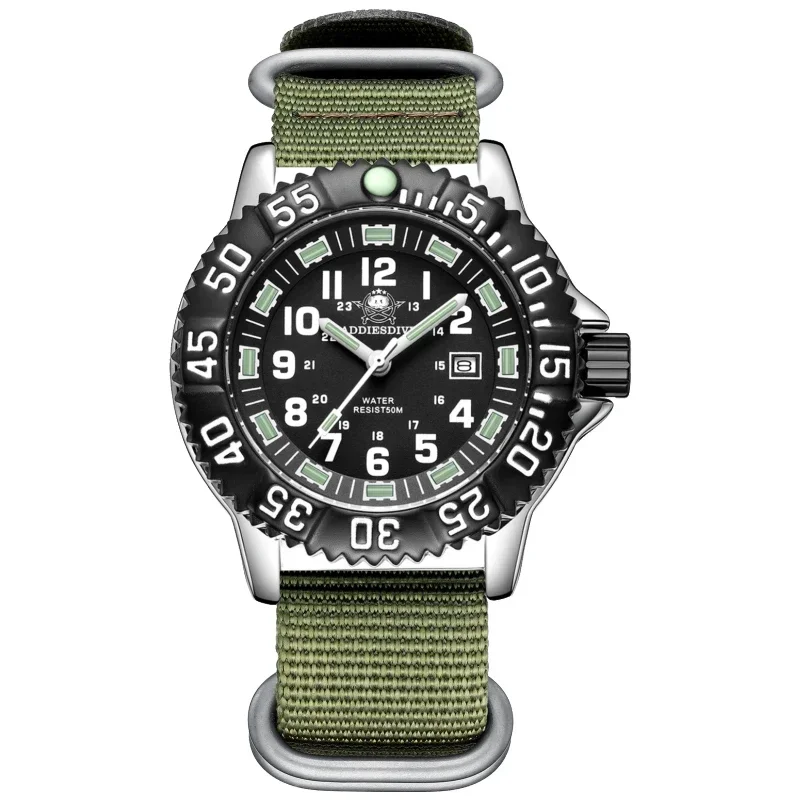 ADDIESDIVE Men's Luminous Waterproof Nylon Strap Watch