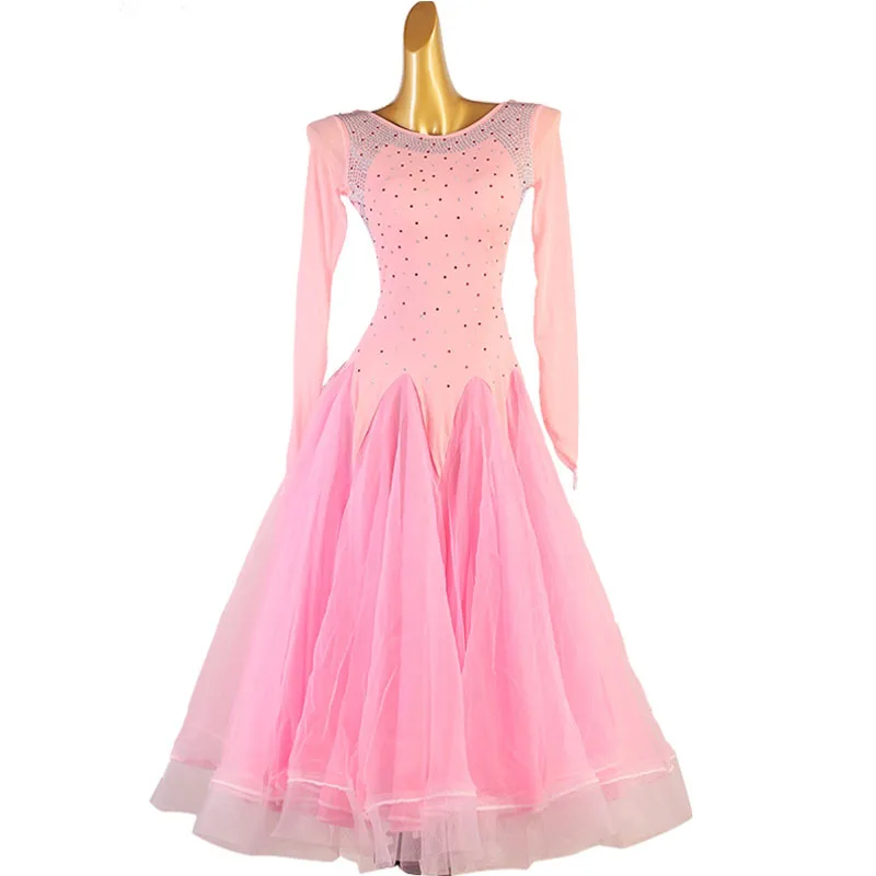 

Modern Dance Dress For Women Diamond Social Dance Large Swing Backless Skirt Waltz National Competition Dance Costumes DQL8960