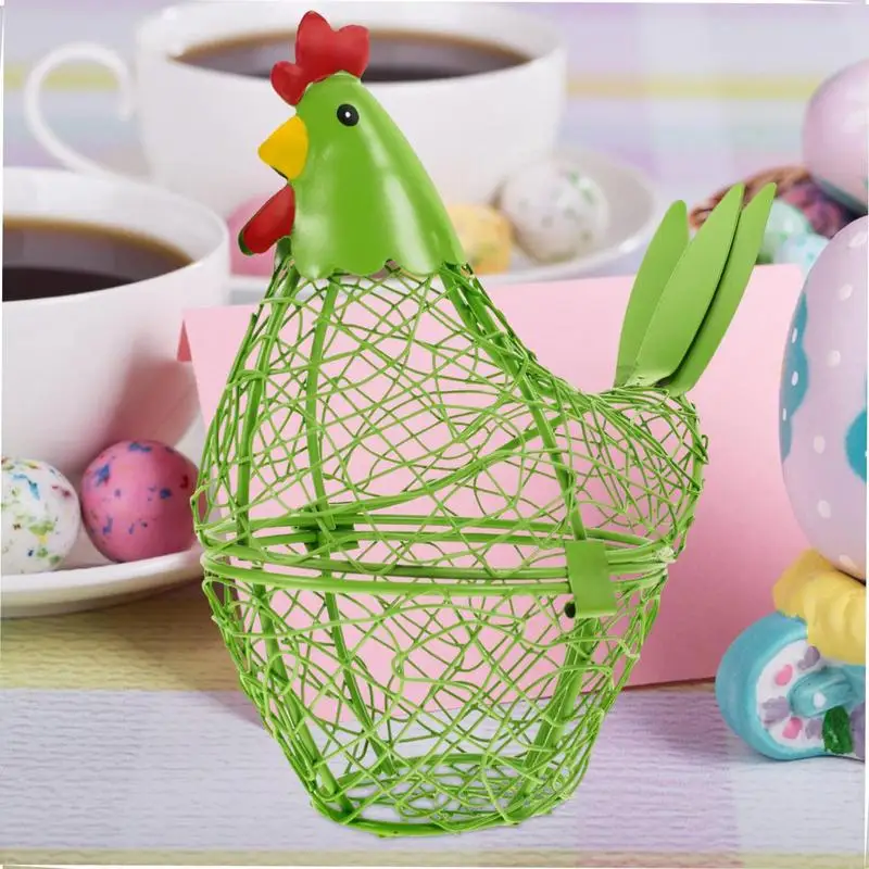 Egg Basket Iron Wire Chicken Shaped Egg Holder Easter Eggs Storage Basket  for Kitchen Home Decorations - AliExpress