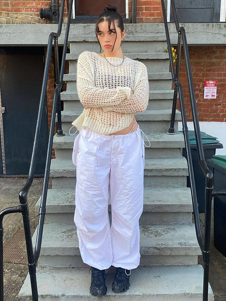 

LJCUIYAO Streetwear Joggers Baggy Trousers Loose Wide Leg Women Punk Sweatpants Chic Solid Fashion Vintage Pants Casual Y2K