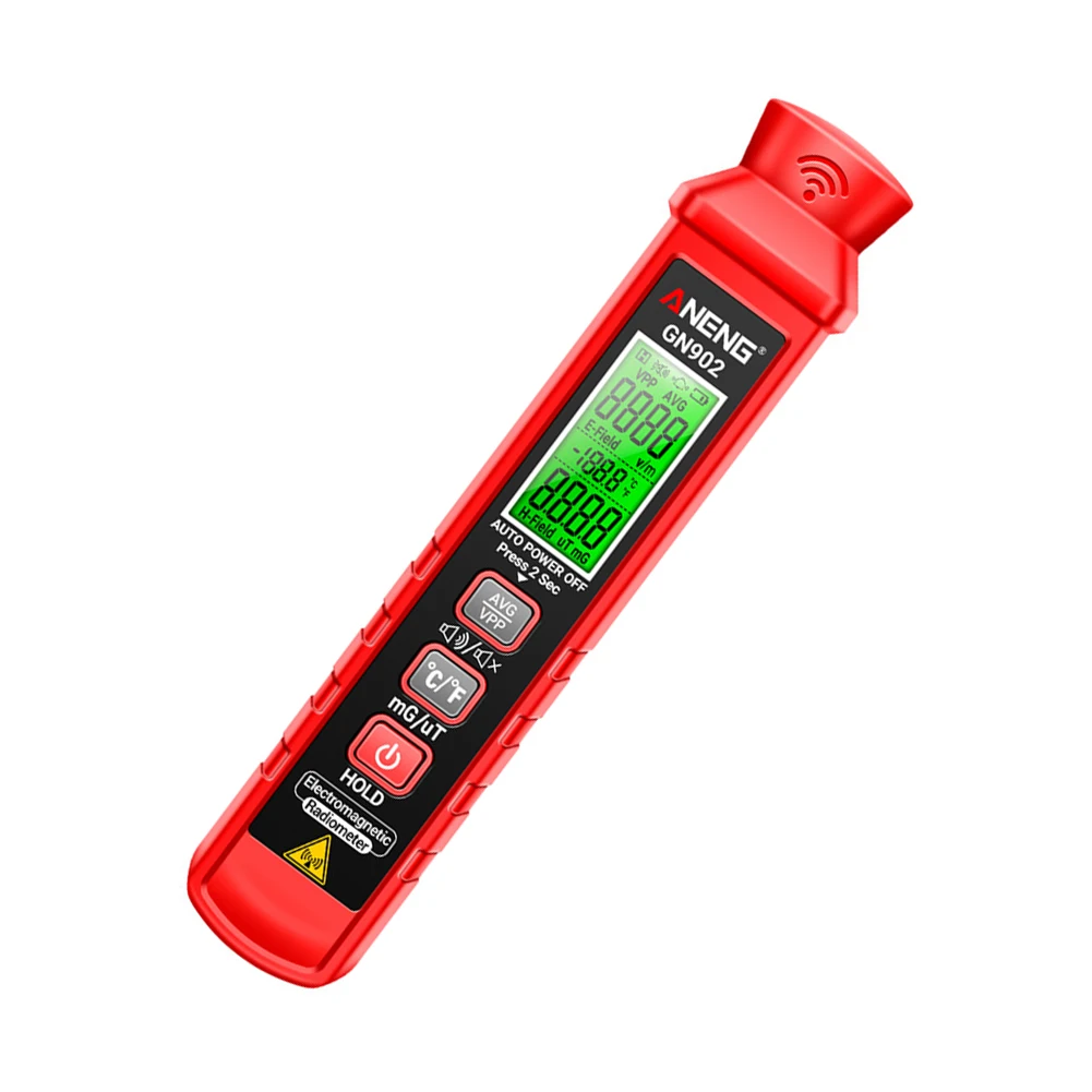 Digital Radiation Meter LCD Backlight Screen Electromagnetic Radiation Meter Sound Light Alarm EMF for Home Office Outdoor