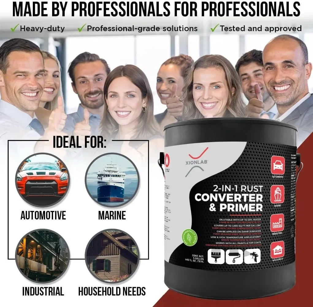 2-in-1 Rust Converter & Metal Primer Concentrate Covers Up To 4X More Industrial Grade Water Based UV Resistant Rust Reformer