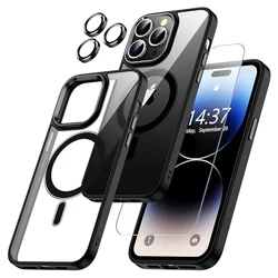 Sleek Black Magnetic Case with Screen & Lens Protector - iPhone 13 Pro Max (Black Case)