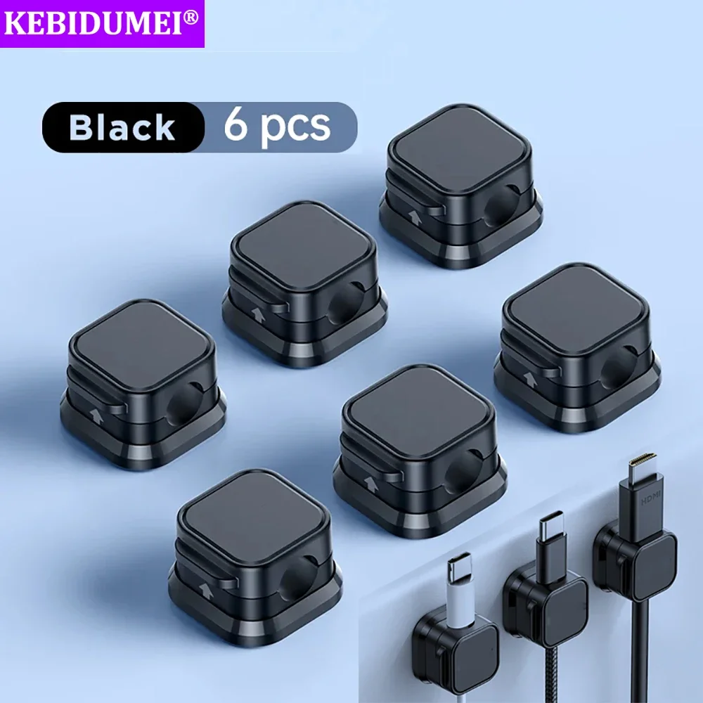 1/3/6PCS Magnetic Cable Clips Cable Smooth Adjustable Cord Holder Desk Management Wire Keeper Wire Organizer Holder cable organizer