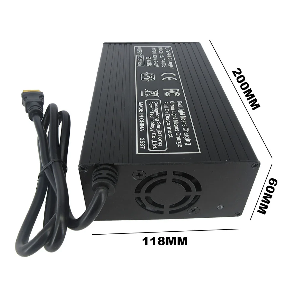 43.8V 15A LiFePO4 고속 충전기 36V 12S 인산철 골프 카트 에너지 저장 태양광 배터리 스마트 충전기 SB50 XT90