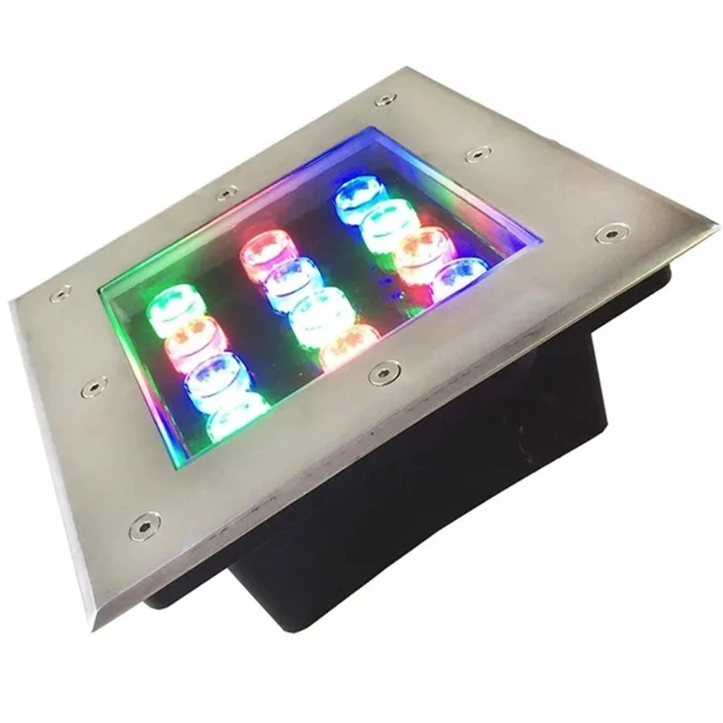 

Square 12W LED Underground Lamps 85-265VAC IP65 outdoor Buried lights AC DC 24V DMX512 RGB Garden Piazza Decorative lighting DIY
