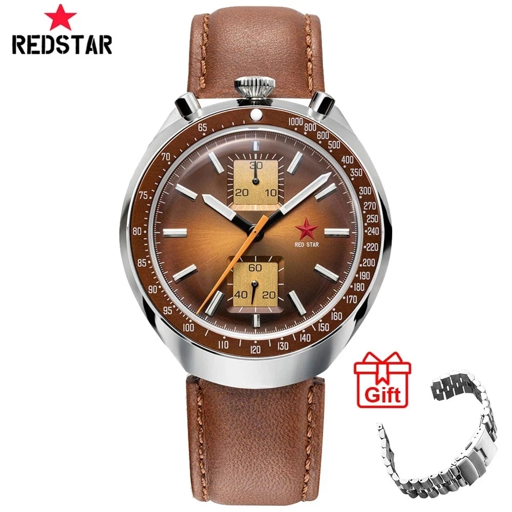 Czerwona gwiazda 1963 chronogaf 42mm mężczyźni Super świecący mechaniczny mężczyzna oglądają 21 zegarów zegarki zegarki zegarki na rękę z zegarem zegarki mewa ST1901 ruch