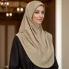 2025 Plain Large Size Muslim Hijab with Chin Part Top Quality Amira Pull On Islamic Scarf Hot Sell Headscarf Ramadan Pray Hats