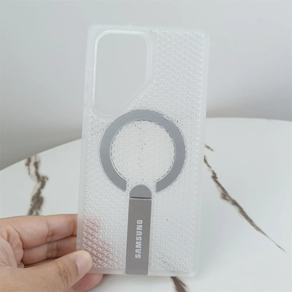 Luxury Breathable Mesh Magnetic Phone Case with Heat Dissipation Bracket
