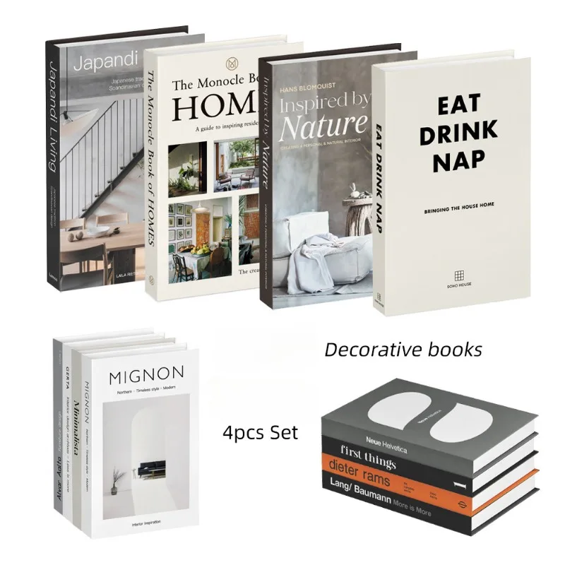 Faux Fake Books for Decoration, Decorative Books for Home Decor, Bookshelf Coffee Table Designer Decor Set Aesthetic, 4Pcs 1