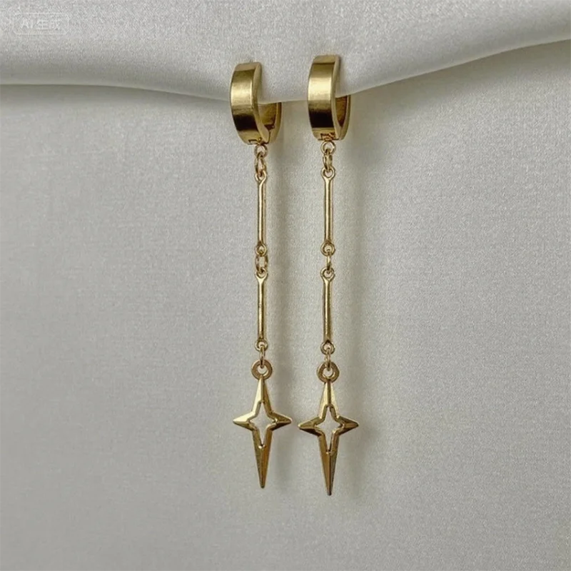 Gothic Schmuck Cross Star Drop Ohrringe Punk Charms Nähen Niet Ohrringe für Frauen koreanische Mode accessoires – Detail 5