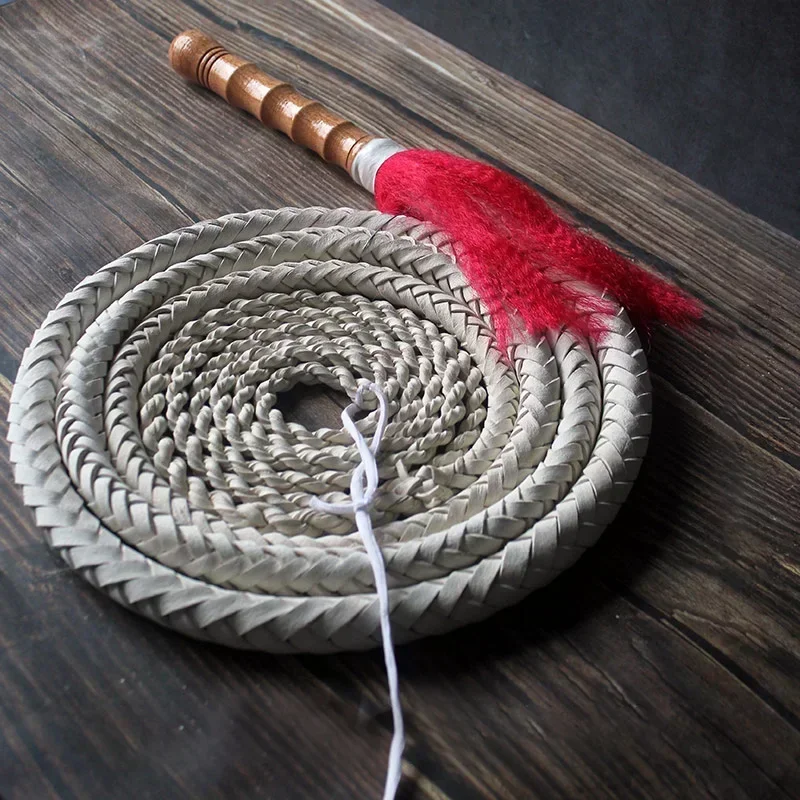 Kung Fu Whip Martial Art Wushu Whip Cowhide Fitness Whips Shepherd Sounded Whip Wood Handle for Outdoor Physical Exercise Toys 1