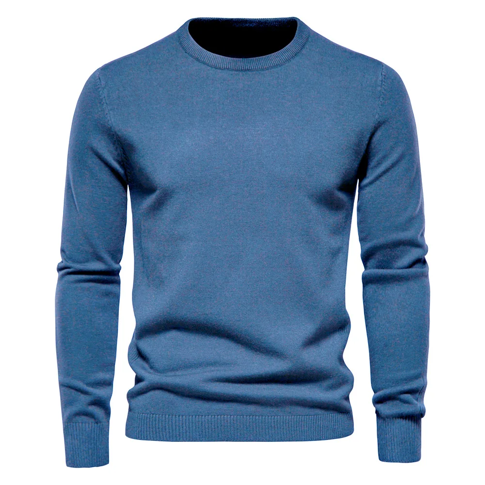 2023 Winter New Casual High Quality Thickness Pullover Men O-neck Solid Color Long Sleeve Warm Slim Men's Sweater Male Clothing