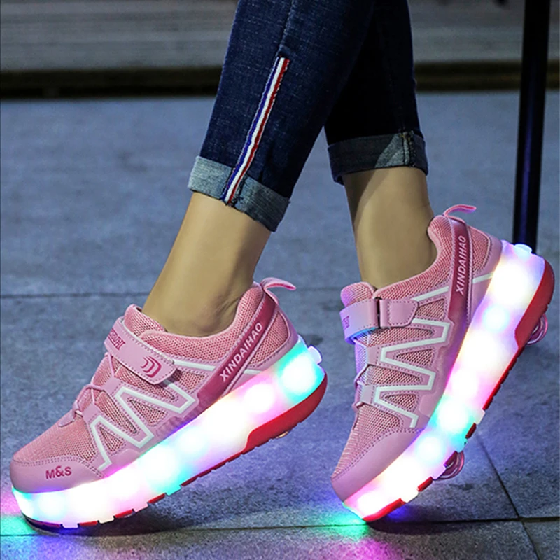 Zapatillas deportivas con ruedas para niños y niñas, zapatos deportivos informales a la moda, botas con luces LED para correr, 2022| | - AliExpress
