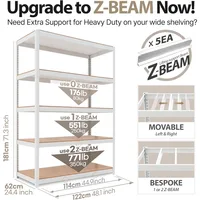 House Z-Beam White Heavy Duty Garage Storage Shelving Adjustable 5-Tier Metal Shelves Laminated Shelf Industrial Utility 2