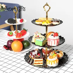 European Tray Holiday Party Three-layer Fruit Plate Dessert Candy Dish Cake Stand Self-help Display Home Table Decoration Trays
