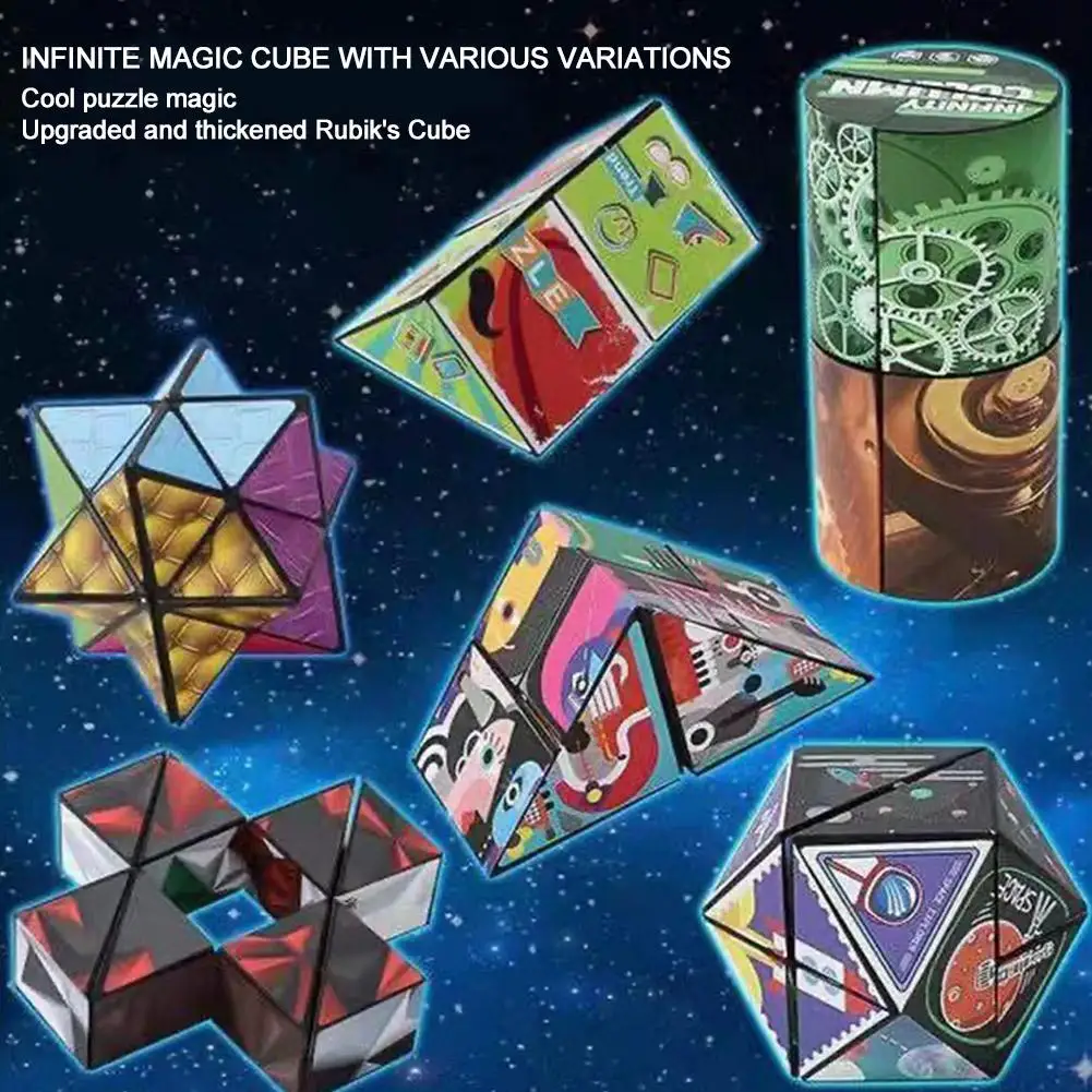 Variety Geometric Changeable Magnetic Magic Cube Anti Stress 3D  Decompression Hand Flip Puzzle Cube Kids Reliever Fidget Toy - AliExpress