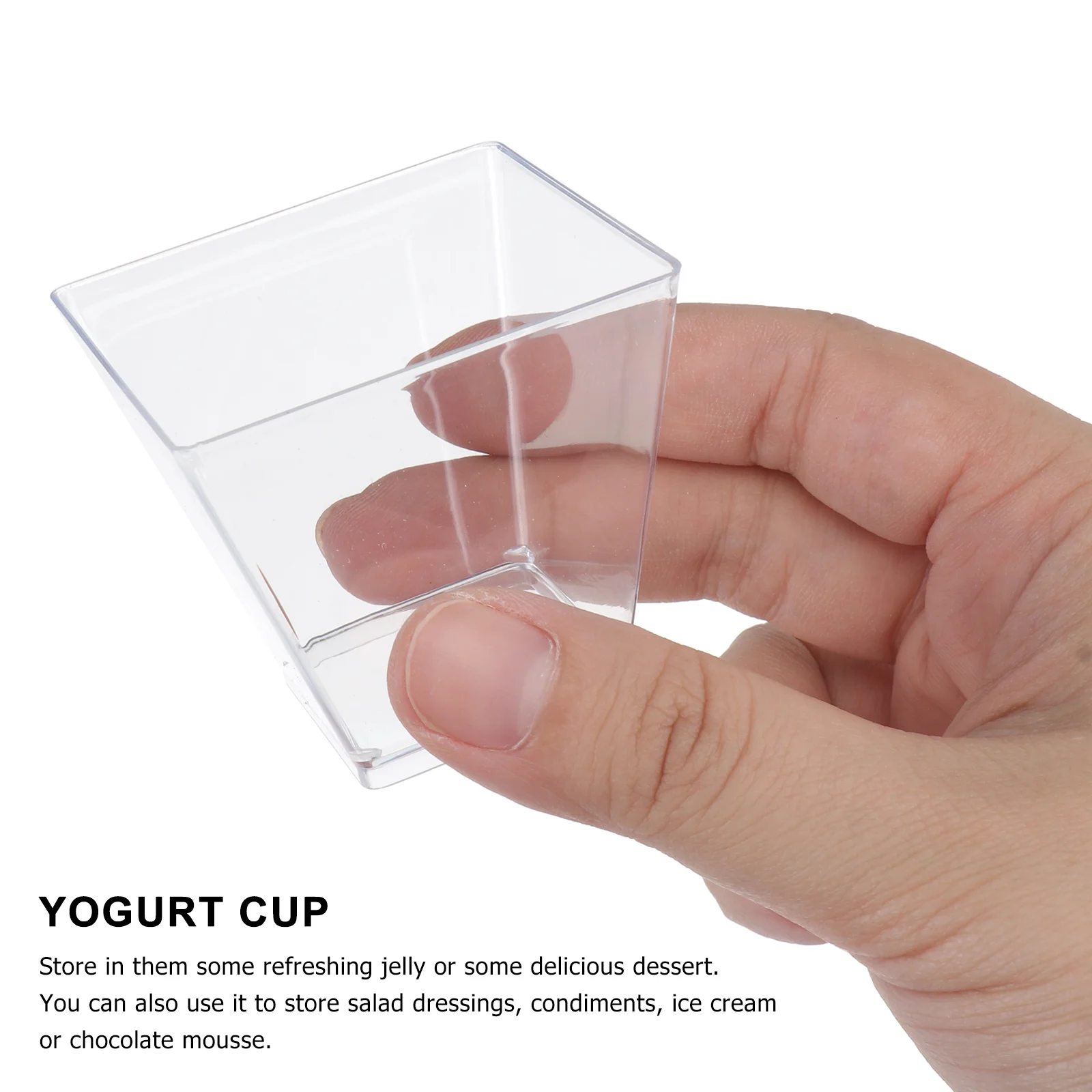 Square Plastic Dessert Cups - Disposable Square Cut Glass