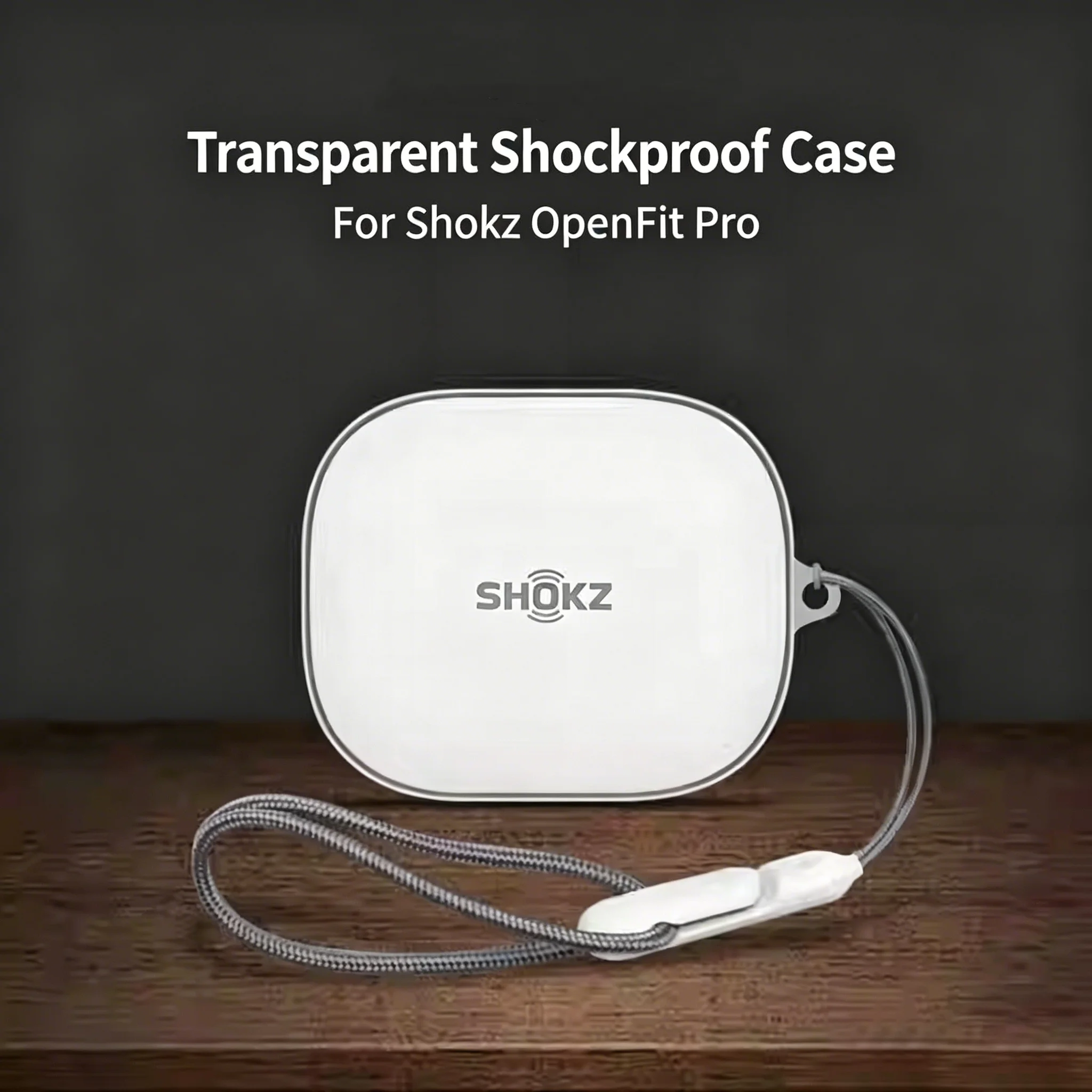 Transparente Hülle für Shokz OpenFit Pro Ohrhörer, weiche, transparente, schlanke TPU-Schutzhülle mit Trageband, stoßfest, kratzfest
