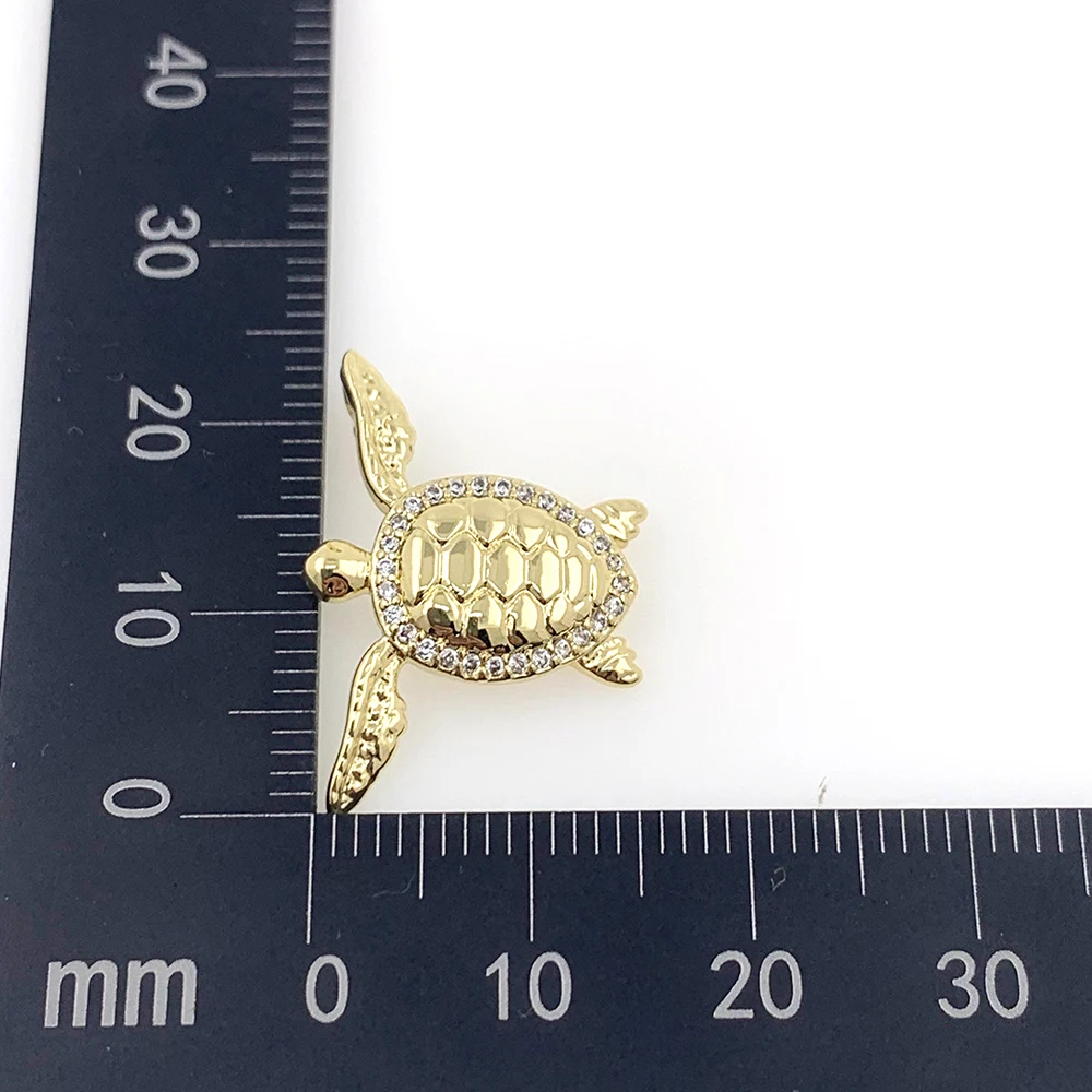 Cute Summer Sea Turtle Pendant Necklace CZ Zircon Gold Plated Animal Tortoise Accessories Hip Hop Party Gift Jewelry Making 5