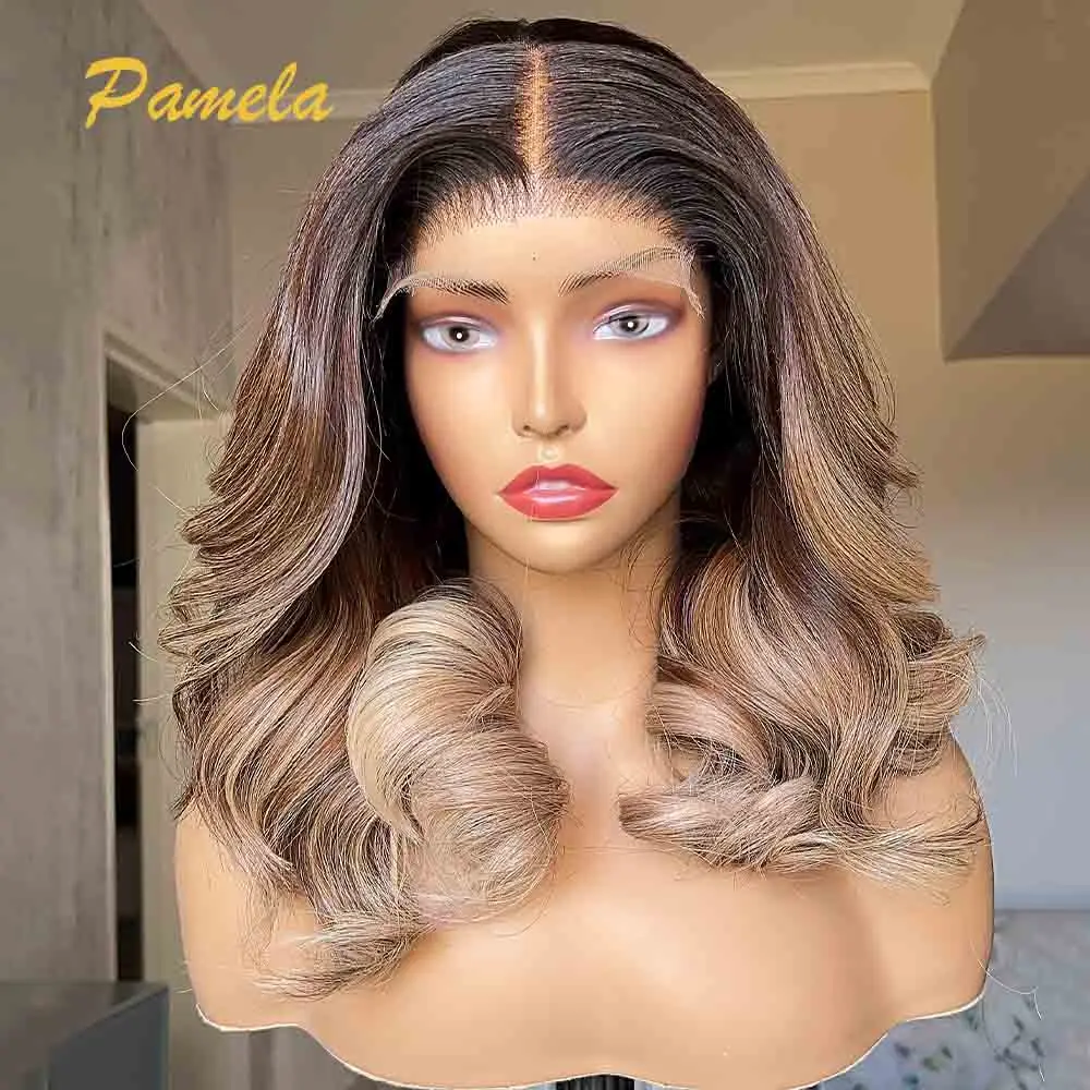 Super Double Drawn Honey Blonde Glueless Wig Human Hair Ready To Go Body Wave 250% Density 13x4 HD Transparent Lace Frontal Wigs